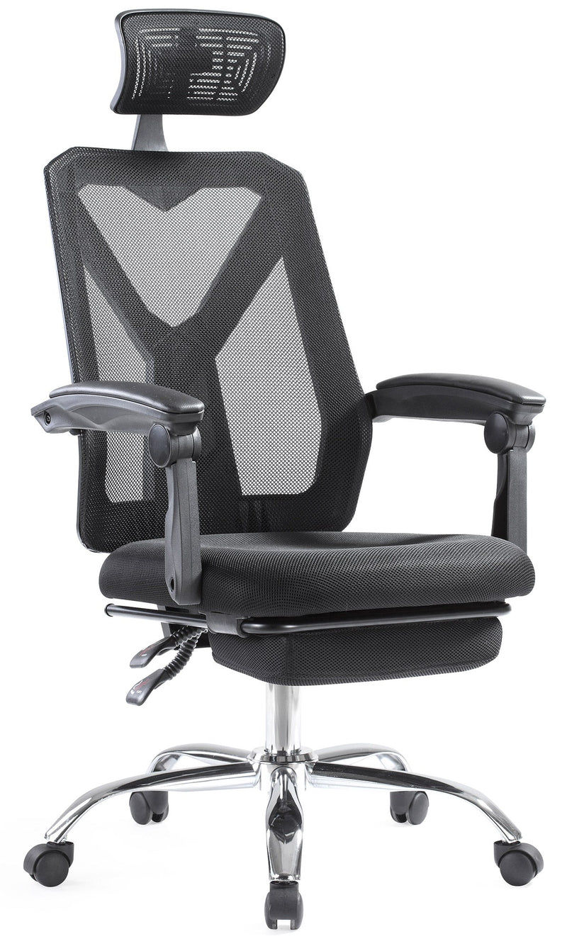 Sedia Presidenziale da Ufficio Schienale Reclinabile in Tessuto Nera