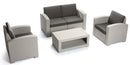 Set Salotto da Giardino in Resina Divano 2 Poltrone e Tavolino Taddei Como Grigio Chiaro