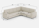 Divano Angolare 6 Posti 286x226x85 cm Marrak in Tessuto Latte