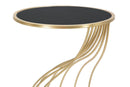 Porta Telefono Flush Ø43x73 cm in Ferro MDF e Specchio Nero e Oro
