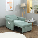 Poltrona Letto Singolo Schienale Regolabile 96x84,5x87,5 cm in Tessuto effetto Lino Verde