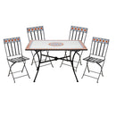 Set Tavolo con Mosaico + 4 Sedie Pieghevoli Salotto Lipari