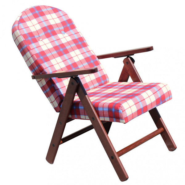 sconto Poltrona 4 Posizioni Faggio con Cuscino 61x75x110 h cm in Cotone Rosso