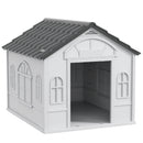Casetta per Cani da Esterno 65x75,7x63 cm con Tetto Inclinato in PP Impermeabile Grigio  