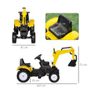 Trattore Ruspa a Pedali per Bambini 107x42x71 cm 6 Ruote in Acciaio e Plastica Giallo