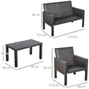Set Salotto da Giardino Divano 2 Poltrone e Tavolino in Rattan Grigio