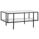 Tavolino 2 Ripiani 100x55x45,5 cm in Acciaio e Vetro Nero