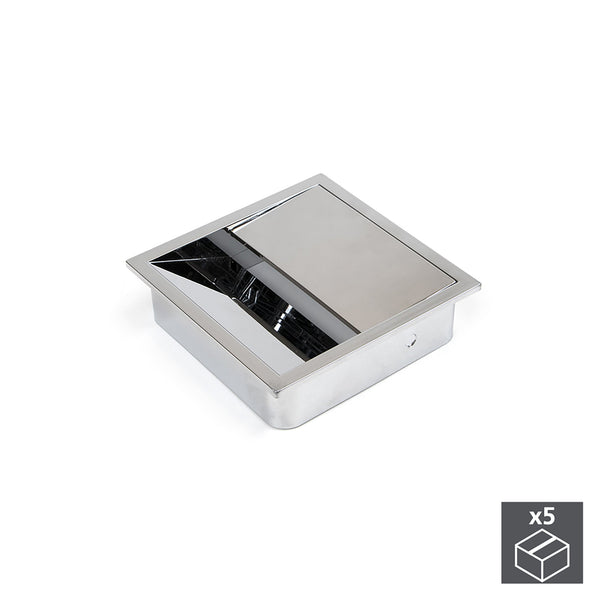 prezzo Passacavi da Tavolo Quadrato 85 x 85 mm da Incasso Plastica Cromato 5 Pezzi Emuca