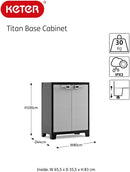 Armadio 2 Ripiani 80x44x100 cm Keter Titan Basso XL Grigio e Nero