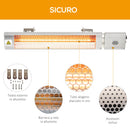 Stufa Elettrica da Parete per Esterno 67,5x10,5x7 cm 2000W Grigia
