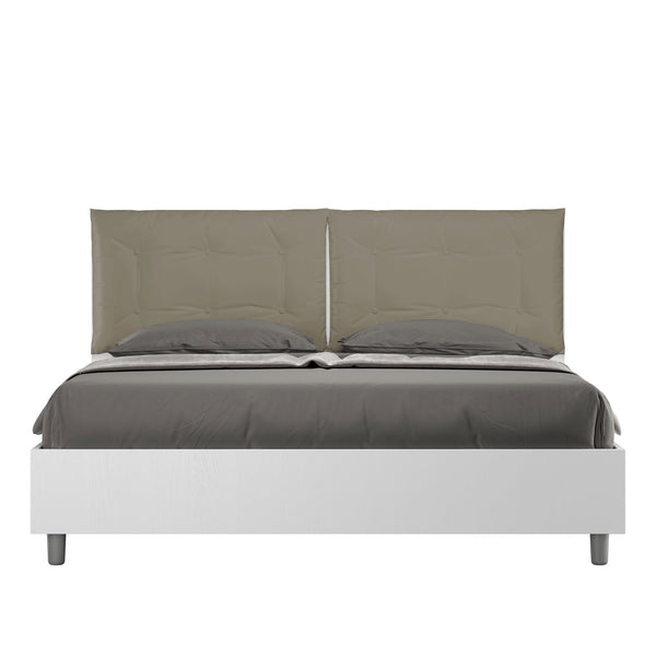 Letto Matrimoniale con Alzata Comoda Struttura Bianco Frassico con Cuscini in Similpelle Annalisa Cappuccino Varie Misure online