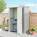 Capanno Porta Attrezzi 142x86x189 cm con Tetto Inclinato e Porta Bloccabile in Metallo Argento      