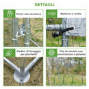 Recinto per Galline 280x190x197 cm con Tetto e Copertura Anti UV in Metallo Galvanizzato Argento      