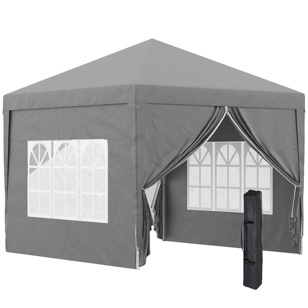 acquista Gazebo da Giardino 3x3 m Pieghevole con 4 Pannelli Laterali in Acciaio e Tessuto Oxford Grigio Chiaro