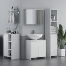 Pensile Bagno Armadietto con Specchio e Ripiani Regolabili 65x15x49 cm in Vetro e Legno Bianco
