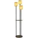 Lampada Solare da Esterno in stile Boho Ø37x144 cm con Ripiano Centrale in Rattan PE e Acciaio Nero e Giallo 