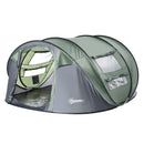 Tenda da Campeggio Pop Up 4-5 Persone 263,5x220x123 cm con Porte e Finestre Verde e Grigio