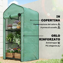 Mini Serra da Giardino 59x39x127 cm con 3 Ripiani e Porta Avvolgibile Copertura in PE Verde      