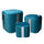 Set  3 Pouf Contenitore in Tessuto Velluto Turchese