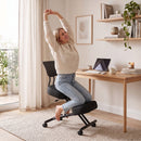 Sedia Ergonomica Posturale 46x85x85,5-103 cm Regolabile con Schienale e Ruote Nero      