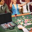 Set 400 Fiches da Poker 2 Mazzi di Carte 5 Dadi Tappetino e Valigetta Grigia     