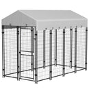 Recinto per Cani da Esterno con Tetto 239x121x183 cm in Metallo Argento