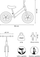 Bicicletta Senza Pedali Balance Bike per Bambini 10 Pollici 80x40x60 cm Sellino e Manubrio Regolabili Sport Rosso  