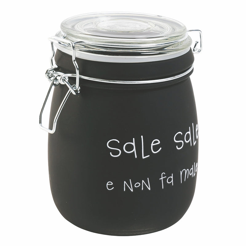 Barattolo Sale con Scritta Ø10,8x17,3 cm in Vetro con Chiusura in Metallo VdE Tivoli 1996