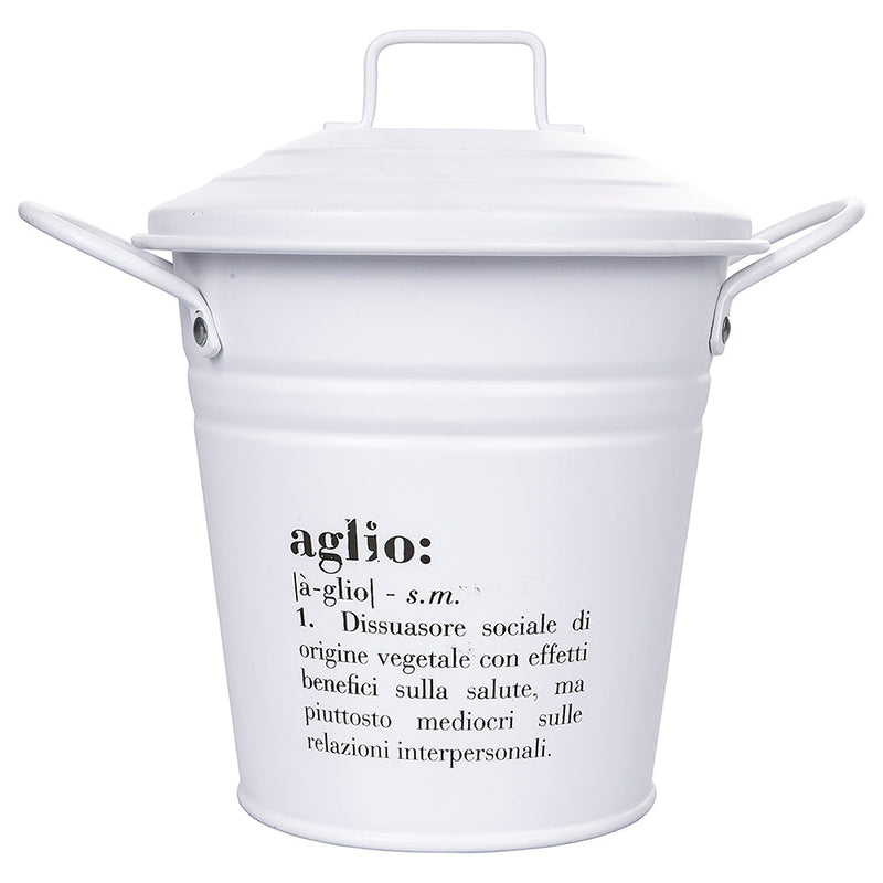 Secchiello Aglio 1 Litro in Metallo VdE Tivoli 1996 Bianco