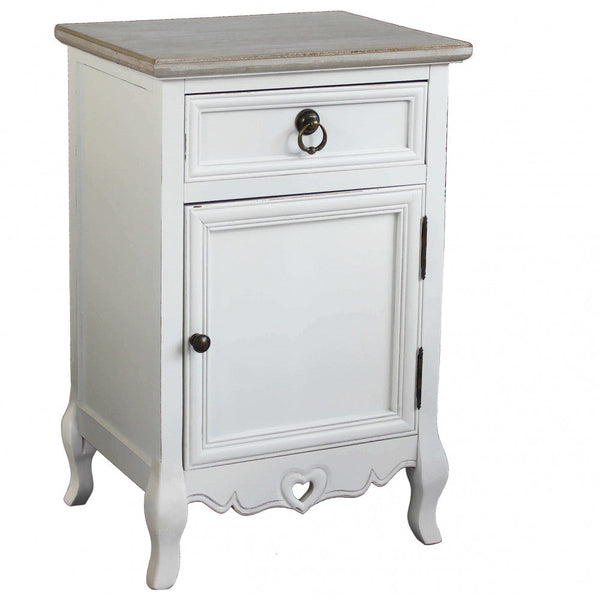 Cassettiera Cuore 1 Cassetto 1 Anta 44x34x68 h cm in Legno di paulownia Bianco online