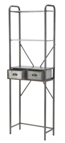 Mobiletto da Bagno Illinois 60,5x29x184,5 cm in Ferro Argento