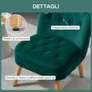 Poltrona da Soggiorno e Camera 60x66x79 cm Trapuntata a Bottoni in Velluto Verde  
