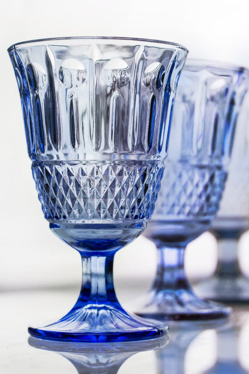 Set 6 Calici Ø8,5x10 cm in Vetro Villa d'Este Home Tivoli Elegance Blu