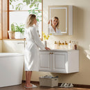 Armadietto Bagno con Specchio 50x15x60 cm Luce LED Regolabile e Sistema Antiappannamento in MDF Bianco      