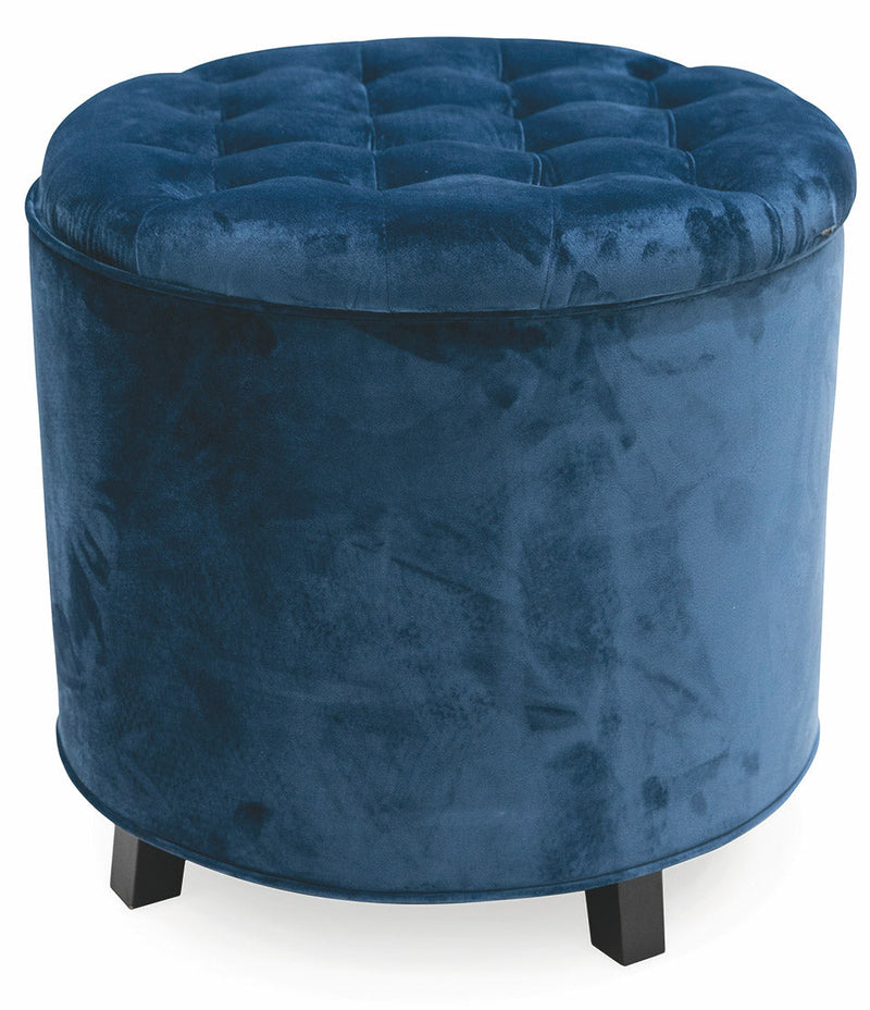 Pouf Poggiapiedi Contenitore Ø55x55 cm in Velluto Soriani Blu