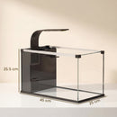 Acquario 45x25x25,5 cm Capacità 24L con Filtro Luce LED e Pompa dell'Acqua in Vetro Temperato Nero      