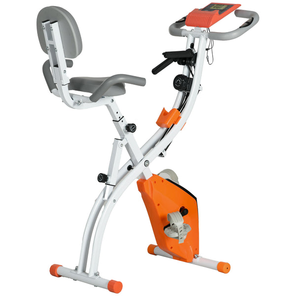 acquista Cyclette Pieghevole con Resistenza Magnetica 8 Livelli Volano 2,5kg in Acciaio e ABS Grigio e Arancione