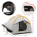 Tenda per Auto Impermeabile a 3 Porte in Poliestere 239x210x210 cm PE e Fibra di Vetro Grigio e Arancione