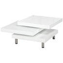 Tavolino da Caffè 3 Livelli 60x60x33,5 cm 2 Piani Rotanti in MDF Bianco