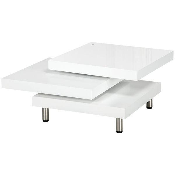 prezzo Tavolino da Caffè 3 Livelli 60x60x33,5 cm 2 Piani Rotanti in MDF Bianco