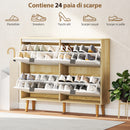 Scarpiera Slim con 4 Cassetti Ribaltabili per 20 Paia di Scarpe 105x24x92,5 cm Design Moderno in MDF Bianco  