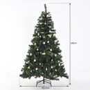 Albero di Natale Artificiale 180 cm 200 LED e Palline Decorative Verde 