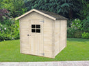 Casetta Box da Giardino per Attrezzi 178x218 cm con Porta Finestrata in Legno Naturale
