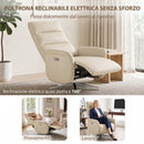 Poltrona Relax Elettrica Reclinabile a 160° 69,5x84x107,5 cm Girevole con Poggiapiedi e Presa USB in Pelle PU Beige      