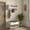 Mobile Ingresso con Scarpiera e Appendiabiti 80x20x40 cm in MDF e Poliestere Bianco