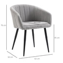 Set 2 Sedie Imbottite 62x56x76 cm in Tessuto Effetto Lino Grigio Chiaro