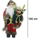 Statuina Babbo Natale Addobbo Statuetta 100 cm Vestiti Tessuto e Sacco Natalizio
