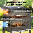 Barbecue a Carbone 75x59x94 cm con Termometro e Griglia di Cottura in Acciaio inox 304 Nero      