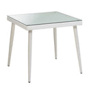 Tavolo da Giardino in Polyrattan con Vetro 90x90H77cm Adila Bianco Crema
