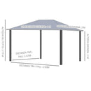 Gazebo da Giardino 4x3m con Zanzariere Tetto in Policarbonato Grigio